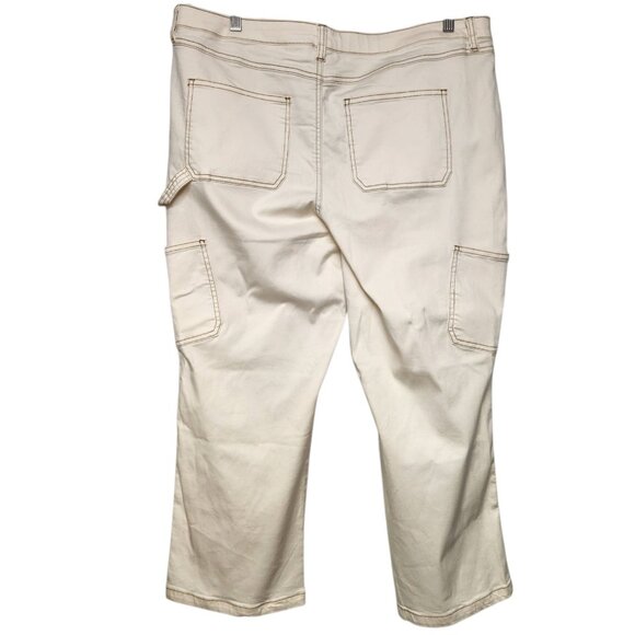 Belle by Kim Gravel 20WP Carpenter Jeans Ecru Twill NWOT - Picture 5 of 7